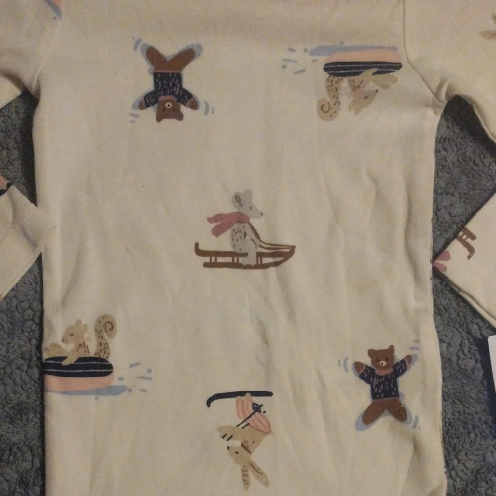 Carter's Cream Long-Sleeve Baby One-Piece with Woodland Winter Prints - Picture 5 of 8